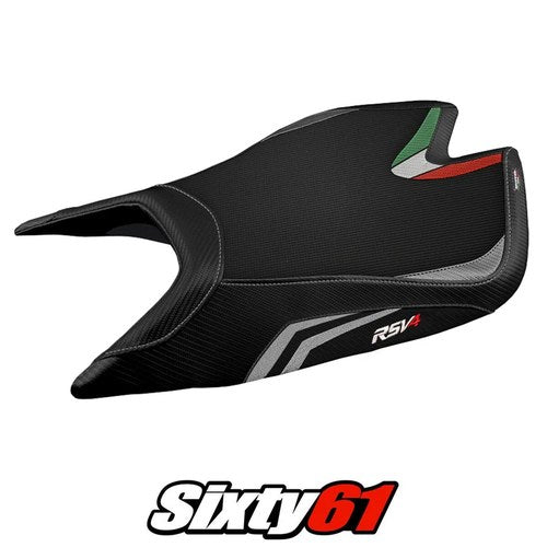 Aprilia RSV4 2021 2022 2023 2024 2025 2026 Seat Cover Tappezzeria Silver Black