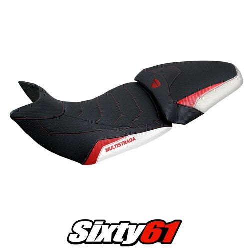 Ducati Multistrada 1200 1260 Seat Cover Tappezzeria 2015-2020 Ultragrip Whit Red