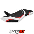 Triumph Speed Triple 2011-2014 2015 Seat Cover Tappezzeria Ultragrip White Red