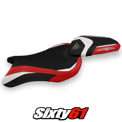 Triumph Street Triple 765 2017-2021 2022 Seat Cover Tappezzeria White Red Black