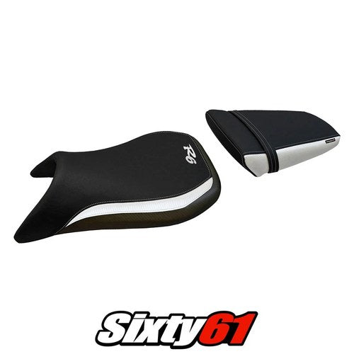 Yamaha Yzf R6 1999 2000 2001 2002 Seat Cover Tappezzeria White Black