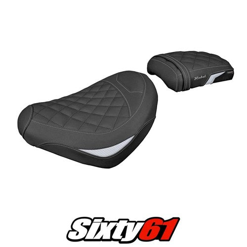 Honda Cmx 500 Rebel 2017-2025 Seat Cover Tappezzeria Silver Black Diamond Stitch