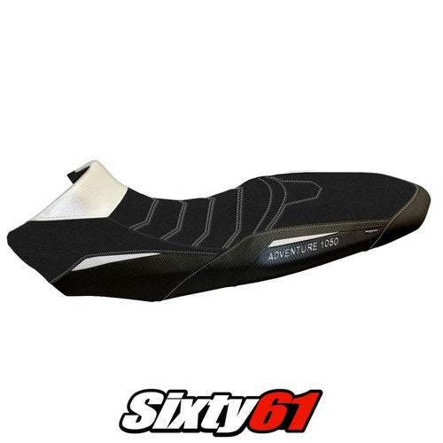 KTM 1050 Adventure 2015 2016 Seat Cover Tappezzeria Ultragrip White Black