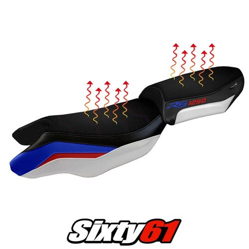 BMW R1250RS 2020-2023 2024 Comfort Heated Seat Cover Tappezzeria Blue White Red