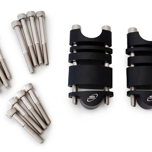 AS3 Performance 28.6MM Handlebar Raisers Risers Kit 20mm-60mm Black