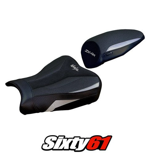 Kawasaki ZX4R 2023 2024 2025 Seat Cover Tappezzeria Ultragrip Silver Black