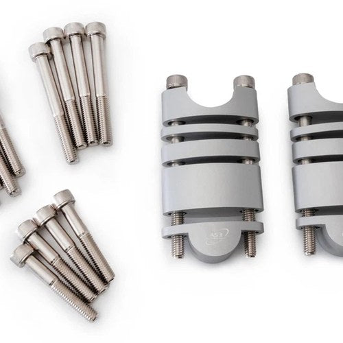 AS3 Performance 28.6MM Handlebar Raisers Risers Kit 20mm-60mm Silver