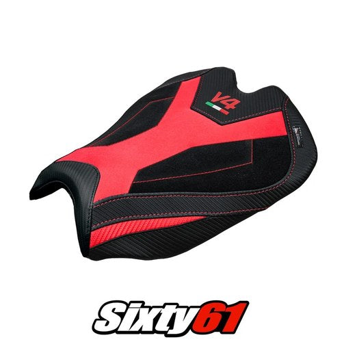 Ducati Streetfighter V4 2026 Seat Cover Tappezzeria Velvet Red Black Logo V4