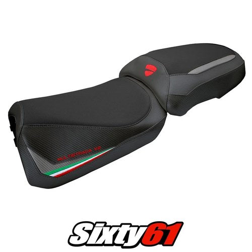 Ducati Multistrada V2 2025 Seat Cover Tappezzeria Comfort Grey Italian Flag Blck