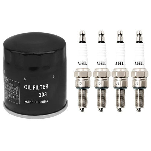 Oil Filter & 4pcs Spark Plugs Kit for Yamaha Yzf R6 YZF-R6 1999-2005