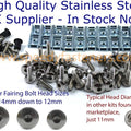 Aprilia RS50 1999-2005 Complete Stainless Steel Fairing & Screen Bolt Bolts Kit