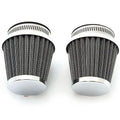 Set of 2 Chrome Motorcycle Air Filter Pod 50mm Honda Kawasaki Yamaha Suzuki