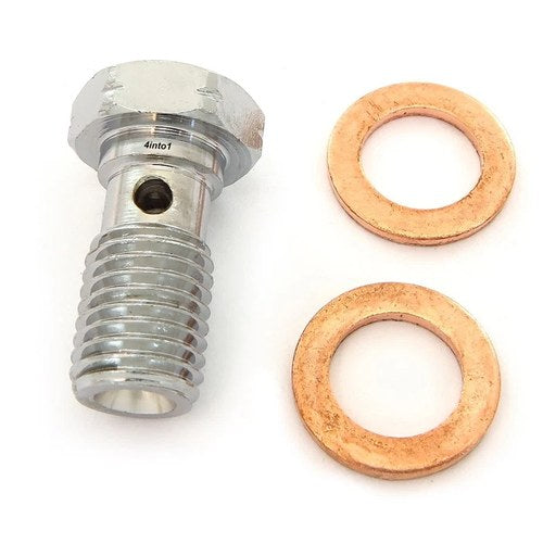 Short Aluminum Banjo Bolts With Crush Washers - Chrome