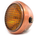 6.5" Bullet Side Mount H4 Halogen Motorcycle Headlight w/ Grill - Bronze Amber