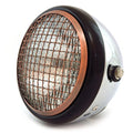 6.5" H4 Halogen Motorcycle Headlight w/ Grill - Chrome Gloss Black Bronze