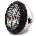 6.5" H4 Halogen Motorcycle Headlight w/ Grill - Chrome Gloss Black Matte Black