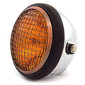 6.5" H4 Halogen Motorcycle Headlight w/ Grill - Chrome Matte Black Bronze Amber