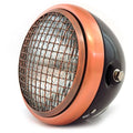 6.5" Side Mount H4 Halogen Motorcycle Headlight w/ Grill - Gloss Black Bronze