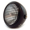 6.5" Side Mount H4 Halogen Motorcycle Headlight w/ Grill - Gloss Black