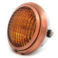 5.75" Side Mount Halogen Motorcycle Headlight w/ Grill - Chrome - Bronze - Amber