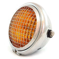 5.75" Side Mount Halogen Motorcycle Headlight w/ Grill - Chrome - Amber