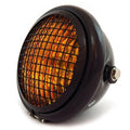 5.75" Side Mount Halogen Motorcycle Headlight w/ Grill - Gloss Black - Amber