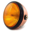 6.5" Bullet Side Mount H4 Halogen Motorcycle Headlight Bronze Gloss Black Amber