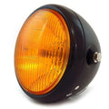 6.5" Bullet Side Mount H4 Halogen Motorcycle Headlight - Matte Gloss Black Amber