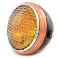 7" Side Mount Motorcycle H4 Halogen Headlight - Gloss Black Bronze Chrome Grill