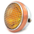 7" Side Mount Motorcycle H4 Halogen Headlight w/ Grill - Chrome - Bronze - Amber
