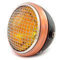 7" Side Mount Motorcycle H4 Halogen Headlight - Matte Black Bronze Chrome Grill