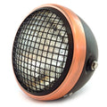 7" Side Mount Motorcycle Headlight w/ Grill Matte Black Bronze Clear H4 Halogen