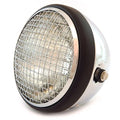 7" Side Mount Motorcycle Headlight w/ Grill Chrome Matte Black Clear H4 Halogen