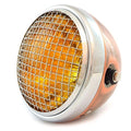 7" Side Mount Motorcycle H4 Halogen Headlight w/ Grill - Bronze - Chrome - Amber