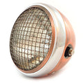 7" Custom Side Mount Motorcycle Headlight - Bronze Chrome Grill Clear H4 Halogen