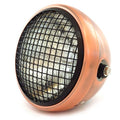 7" Side Mount Motorcycle H4 Halogen Headlight w/ Grill Bronze Gloss Black Clear