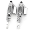 Silver & Chrome Remote Reservoir Motorcycle Shocks - Eye To Clevis - 320mm 330mm