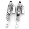 Silver & Chrome Remote Reservoir Motorcycle Rear Air Shocks - 350mm - 360mm 14"