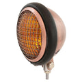 5.75" Motorcycle Bottom Mount Headlight w/ Grill - Bronze Matte Black Amber