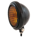 5.75" Custom Motorcycle Bottom Mount Headlight w/ Grill - Gloss Black Amber