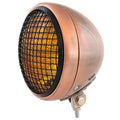7" Bottom Mount Motorcycle H4 Halogen Headlight w/ Grill - Bronze - Amber