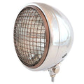 7" Bottom Mount Motorcycle Headlight w/ Grill - Chrome Bronze - Clear H4 Halogen