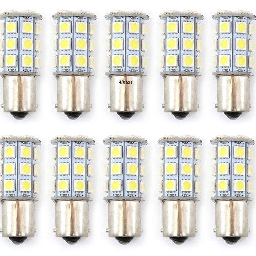 Set of 10 - LED Bulbs - 27 Smd - 1156 - Yellow - RV Camper Car Truck Motorcycle