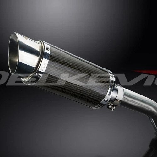 Delkevic 8" High Mount Carbon Round Muffler - Honda VFR800 Interceptor 1998-2001