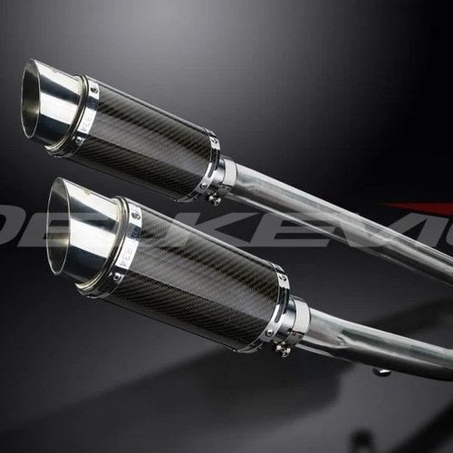 Delkevic 8" Carbon Round Slip On Mufflers - Kawasaki ZX-14 2012-2021 Exhaust