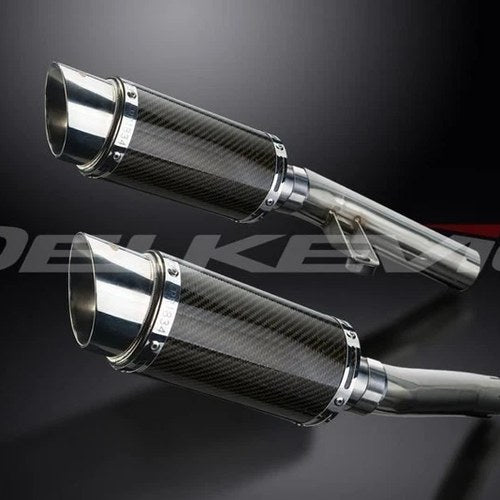 Delkevic 8" Carbon Round Slip On Mufflers - Kawasaki ZZR1200 2002-2005 Exhaust