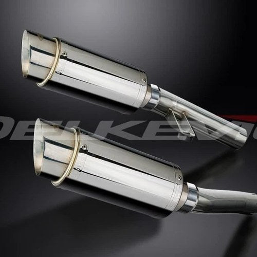 Delkevic 8" Stainless Slip On Mufflers - Kawasaki ZZR1200 2002-2005 Exhaust