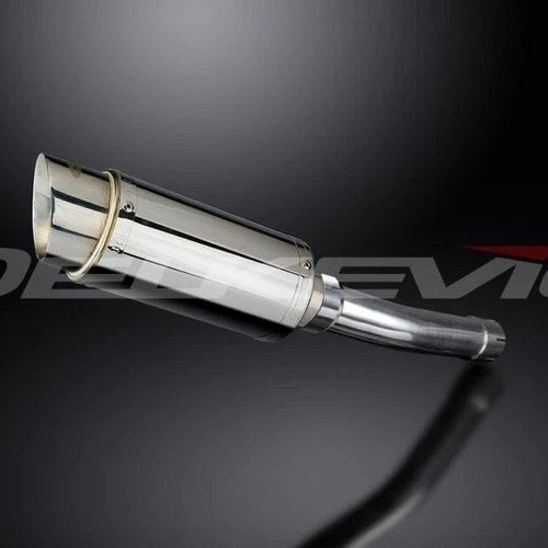 Delkevic 8" Stainless Round Slip On Muffler - Suzuki GSX-R600 2001-2003 Exhaust