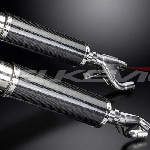 Delkevic 14" Carbon Round Slip On Mufflers - Yamaha Vmax 1984-2007 Exhaust