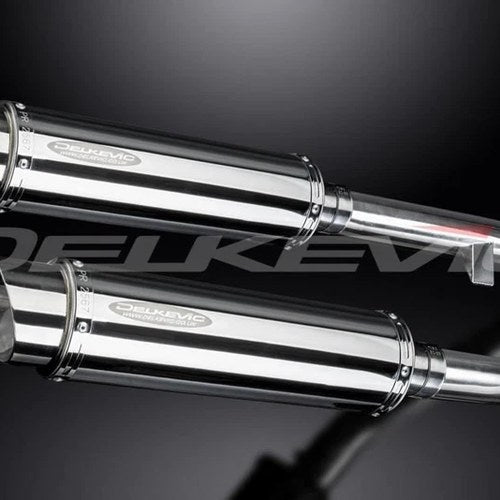 Delkevic 14" Stainless Round Slip On Mufflers - Yamaha FJR1300 2001-2005 Exhaust